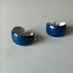 Vintage 80s Elegant Blue Hoop Earrings